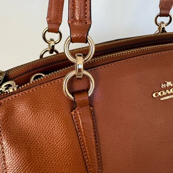 Coach | Christie Crossgrain Leather Satchel shoulder bag Saddle EUC - Picture 4 of 14